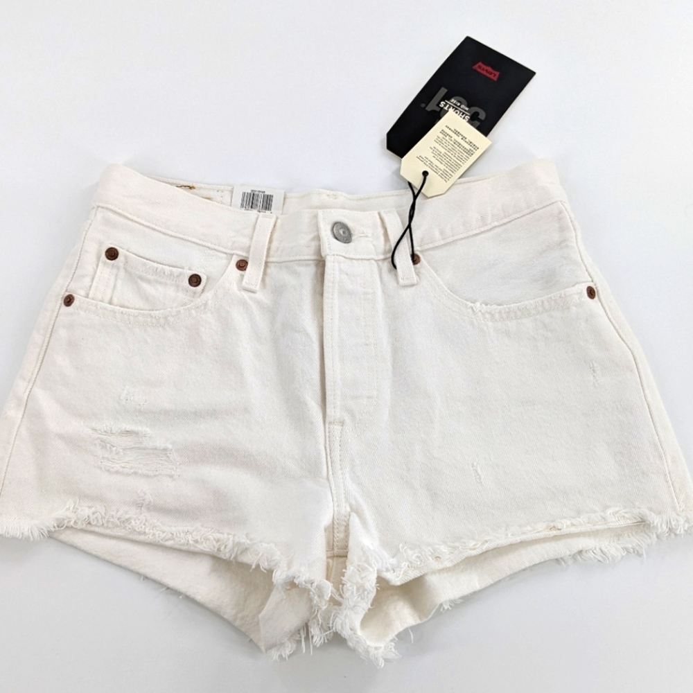 Levi's 501 white off denim shorts New Size 26